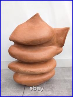 Large Vintage Studio Art Pottery Abstract Sculpture Vessel Vase D M Mark Clay Large Vintage Studio Art Pottery Abstract Sculpture Vessel Vase D M Mark Clay