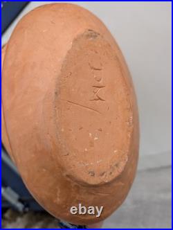 Large Vintage Studio Art Pottery Abstract Sculpture Vessel Vase D M Mark Clay Large Vintage Studio Art Pottery Abstract Sculpture Vessel Vase D M Mark Clay