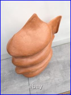 Large Vintage Studio Art Pottery Abstract Sculpture Vessel Vase D M Mark Clay Large Vintage Studio Art Pottery Abstract Sculpture Vessel Vase D M Mark Clay
