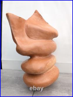 Large Vintage Studio Art Pottery Abstract Sculpture Vessel Vase D M Mark Clay Large Vintage Studio Art Pottery Abstract Sculpture Vessel Vase D M Mark Clay