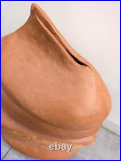 Large Vintage Studio Art Pottery Abstract Sculpture Vessel Vase D M Mark Clay Large Vintage Studio Art Pottery Abstract Sculpture Vessel Vase D M Mark Clay