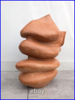 Large Vintage Studio Art Pottery Abstract Sculpture Vessel Vase D M Mark Clay Large Vintage Studio Art Pottery Abstract Sculpture Vessel Vase D M Mark Clay