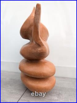Large Vintage Studio Art Pottery Abstract Sculpture Vessel Vase D M Mark Clay Large Vintage Studio Art Pottery Abstract Sculpture Vessel Vase D M Mark Clay