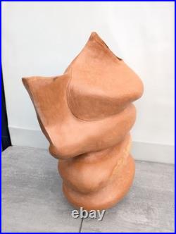 Large Vintage Studio Art Pottery Abstract Sculpture Vessel Vase D M Mark Clay Large Vintage Studio Art Pottery Abstract Sculpture Vessel Vase D M Mark Clay