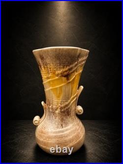 Large Vintage Studio Pottery Vase Signed Made In England Heavy Drip Glaze 37cm