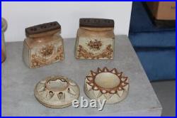 Large qty SHELF POTTERY from Halifax Vases, lamps, ash trays, etc brutalist