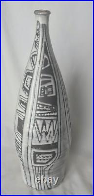 Large sculptural incised abstract decoration studio pottery vase form