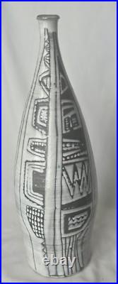 Large sculptural incised abstract decoration studio pottery vase form