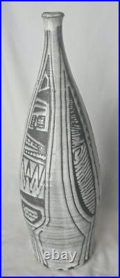 Large sculptural incised abstract decoration studio pottery vase form