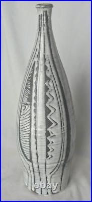 Large sculptural incised abstract decoration studio pottery vase form