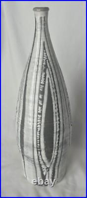 Large sculptural incised abstract decoration studio pottery vase form
