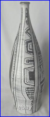 Large sculptural incised abstract decoration studio pottery vase form