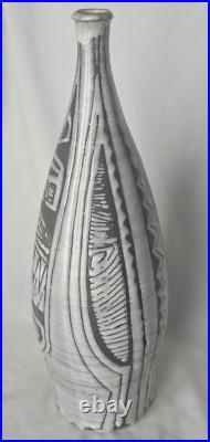Large sculptural incised abstract decoration studio pottery vase form