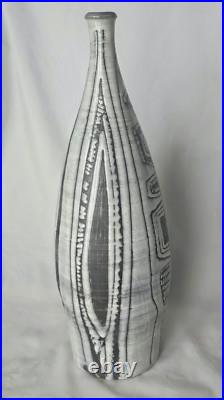 Large sculptural incised abstract decoration studio pottery vase form
