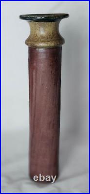 Large slim studio pottery vase, funky design, signed to base, Circa 1960-70