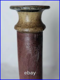 Large slim studio pottery vase, funky design, signed to base, Circa 1960-70