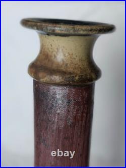 Large slim studio pottery vase, funky design, signed to base, Circa 1960-70