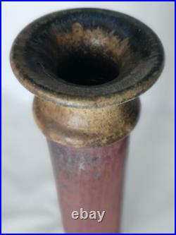 Large slim studio pottery vase, funky design, signed to base, Circa 1960-70