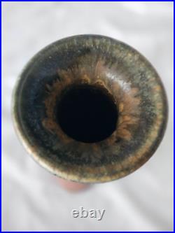 Large slim studio pottery vase, funky design, signed to base, Circa 1960-70