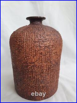 Large studio European textural glaze effect sculptural vase, Mid Century Modern