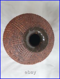 Large studio European textural glaze effect sculptural vase, Mid Century Modern