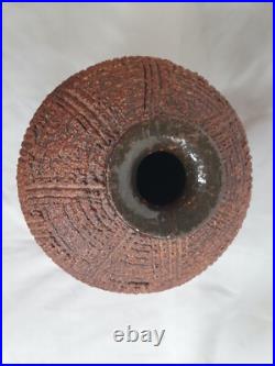 Large studio European textural glaze effect sculptural vase, Mid Century Modern