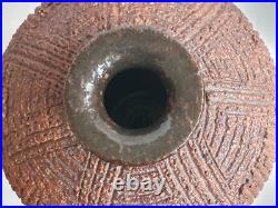 Large studio European textural glaze effect sculptural vase, Mid Century Modern