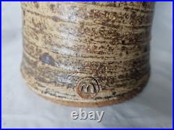 Large studio pottery stoneware vase, b or m seal