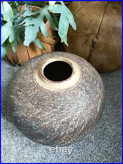 Large studio pottery vase possibly Raku signed DW
