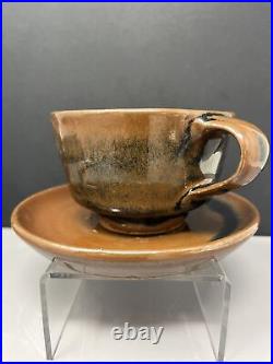 Leach Pottery St Ives cup and saucer tenmoku glaze #278