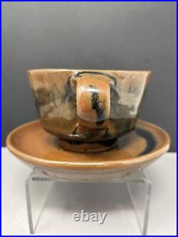 Leach Pottery St Ives cup and saucer tenmoku glaze #278