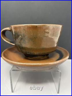 Leach Pottery St Ives cup and saucer tenmoku glaze #278