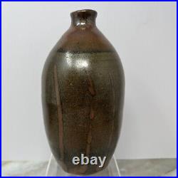 Leach Pottery Wax Resist Tenmoku Decorated Vase #565