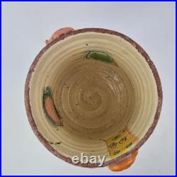 Linda Styles Signed Studio Pottery Vase Planter Abstract Painted 18.5cm High