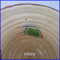 Linda Styles Signed Studio Pottery Vase Planter Abstract Painted 18.5cm High