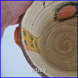 Linda Styles Signed Studio Pottery Vase Planter Abstract Painted 18.5cm High