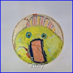 Linda Styles Signed Studio Pottery Vase Planter Abstract Painted 18.5cm High