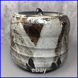 Lisa Hammond Mizusashi part covered with White Shino glaze 15.5cm High #2091 Lisa Hammond Mizusashi part covered with White Shino glaze 15.5cm High #2091