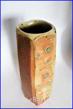 Lisa Hammond, a stoneware faceted vase with soda glaze