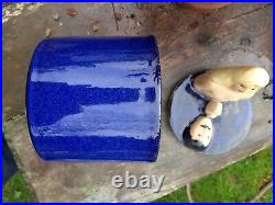 Lisa larson stoneware blue lidded jar/pot studio pottery