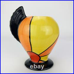 Lorna Bailey Handled Vase Studio Pottery Sunburst Pattern Art Deco Style 17cm