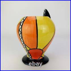 Lorna Bailey Handled Vase Studio Pottery Sunburst Pattern Art Deco Style 17cm