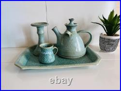 Louis Mulcahy Handmade Stoneware Studio Pottery, Teapot Cup Candlestick Tray Louis Mulcahy Handmade Stoneware Studio Pottery, Teapot Cup Candlestick Tray