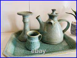 Louis Mulcahy Handmade Stoneware Studio Pottery, Teapot Cup Candlestick Tray Louis Mulcahy Handmade Stoneware Studio Pottery, Teapot Cup Candlestick Tray