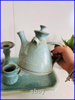 Louis Mulcahy Handmade Stoneware Studio Pottery, Teapot Cup Candlestick Tray Louis Mulcahy Handmade Stoneware Studio Pottery, Teapot Cup Candlestick Tray