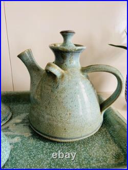 Louis Mulcahy Handmade Stoneware Studio Pottery, Teapot Cup Candlestick Tray Louis Mulcahy Handmade Stoneware Studio Pottery, Teapot Cup Candlestick Tray