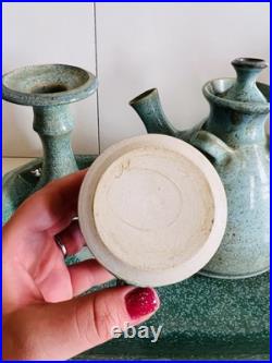 Louis Mulcahy Handmade Stoneware Studio Pottery, Teapot Cup Candlestick Tray Louis Mulcahy Handmade Stoneware Studio Pottery, Teapot Cup Candlestick Tray