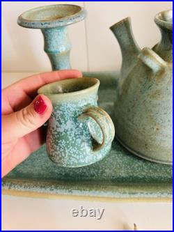 Louis Mulcahy Handmade Stoneware Studio Pottery, Teapot Cup Candlestick Tray Louis Mulcahy Handmade Stoneware Studio Pottery, Teapot Cup Candlestick Tray