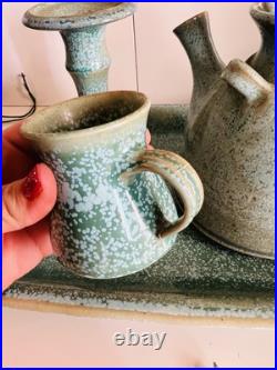 Louis Mulcahy Handmade Stoneware Studio Pottery, Teapot Cup Candlestick Tray Louis Mulcahy Handmade Stoneware Studio Pottery, Teapot Cup Candlestick Tray