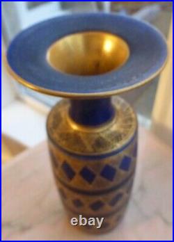 MARY RICH STUDIO POTTERY VASE cobalt blue gold lustre ±23cm 9 inches high signed